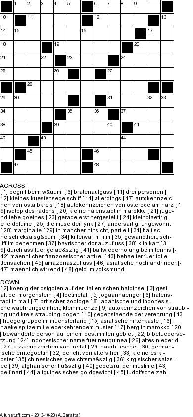 Free Printable German Crossword Puzzles