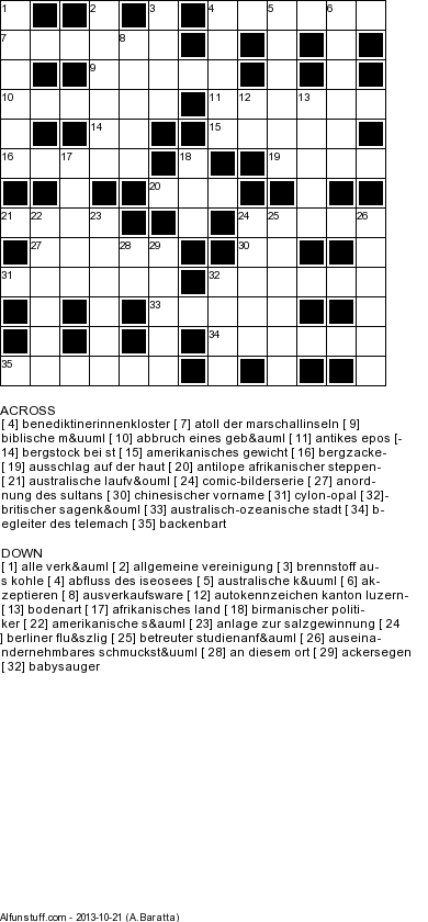 German Crossword puzzles,Printable German Word games